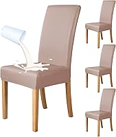 Vista 11 de Deisy Dee Fundas de cuero impermeables para sillas de comedor Parson (4, negro)