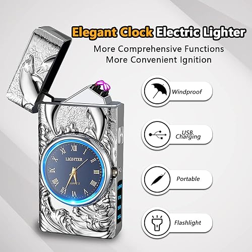 Miniatura 3 de Encendedor eléctrico para hombre, encendedor eléctrico recargable por USB, resistente al viento, sin llama, encendedor de arco de plasma, encendedor