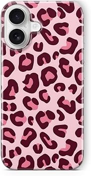 iPhone 16 ile Uyumlu Pembe Leopar Desenli  effaf Telefon K l f