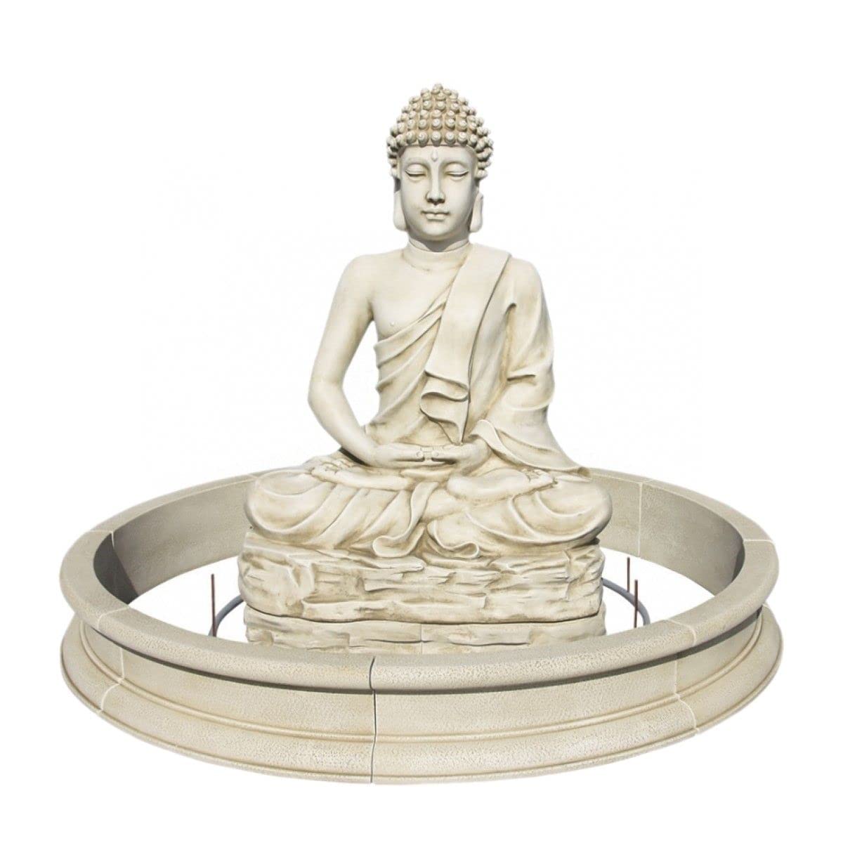 Fuente de jardín Zen Buda SIDDHI 190X157cm. Hormigón-Piedra Color Musgo|con Bomba para Circuito Cerrado de Agua |Peso: 620kg. | Fuente de Exterior Oriental