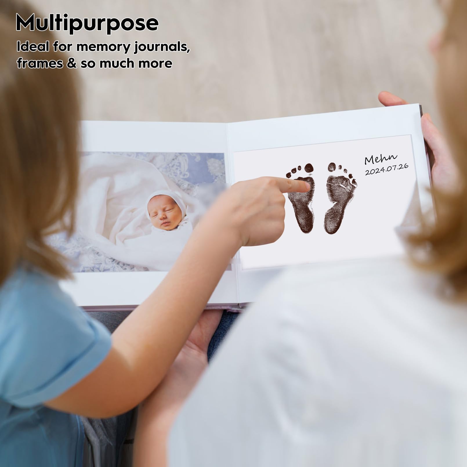 TATUNER Baby Hand and Footprint Kit Inkless - Mess Free Ink Pad, Paw Print Kit for Dogs and Cats, Safe Clean Touch Ink Pads for Newborn Handprints — view 100