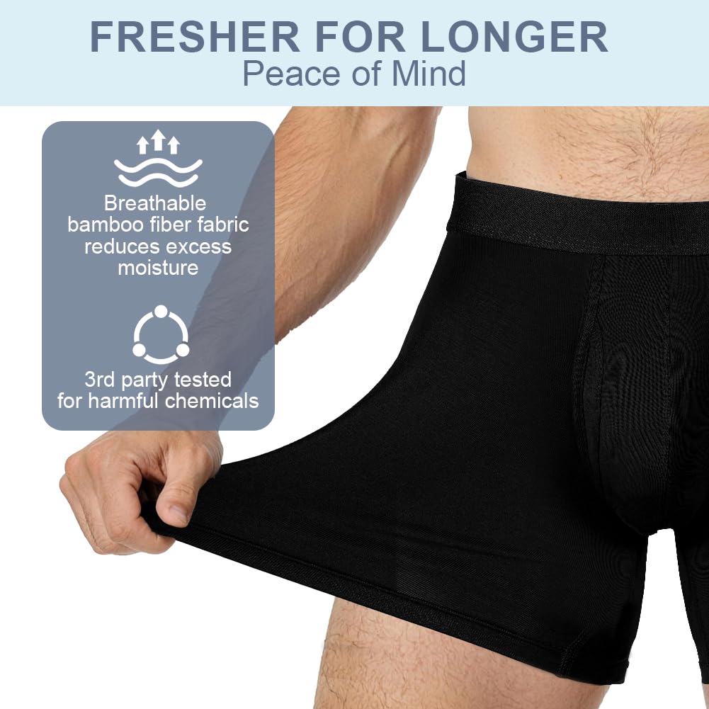 DiULi Calzoncillos Hombre Boxer Deportivos, Pack de 3 Calzoncillos Bóxers de 95% Fibra de Bambú y 5% Elastano, Ropa Interior Extra Larga, Bóxers Hombre Deportiva, Comodidad Todo el Día