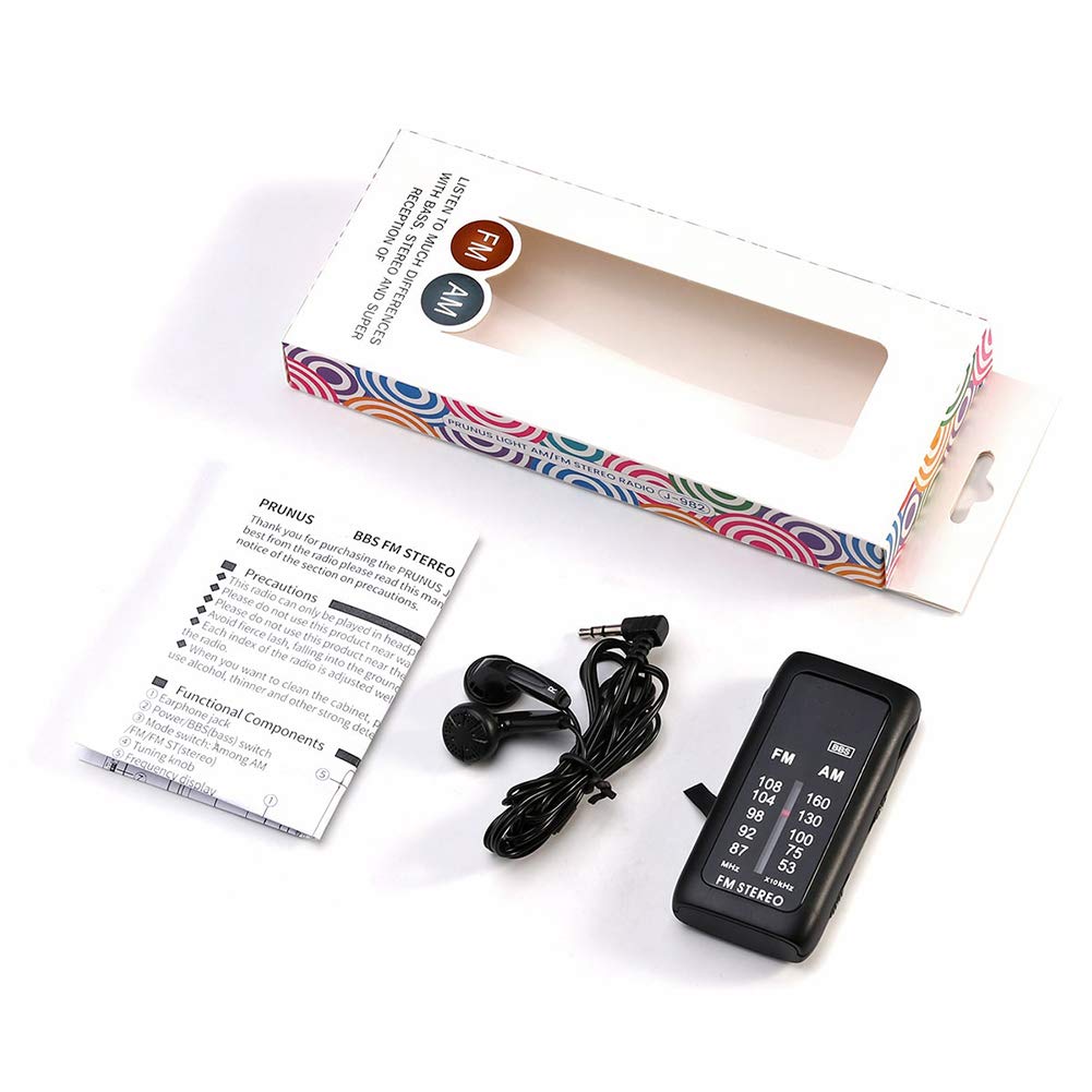 C- Mini Radio Radio portátil de Bolsillo FM/Am con Auriculares, Radio Transistor estéreo Personal con Bajos mejorados, operado por baterías AAA para Caminar, Trotar y Acampar,Blanco