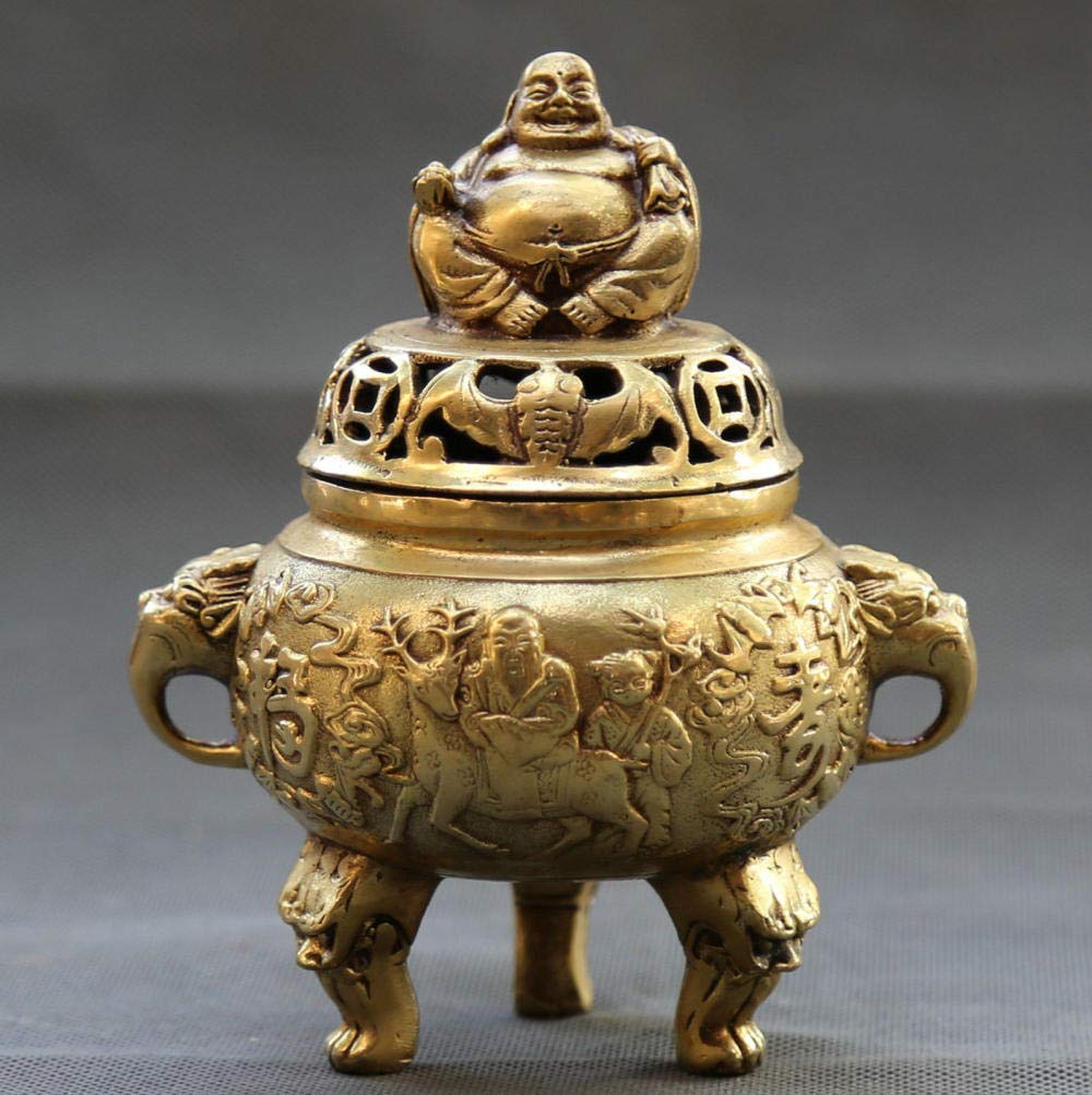 Statue de Bouddha en bronze et encensoir d'art pour jardin zen