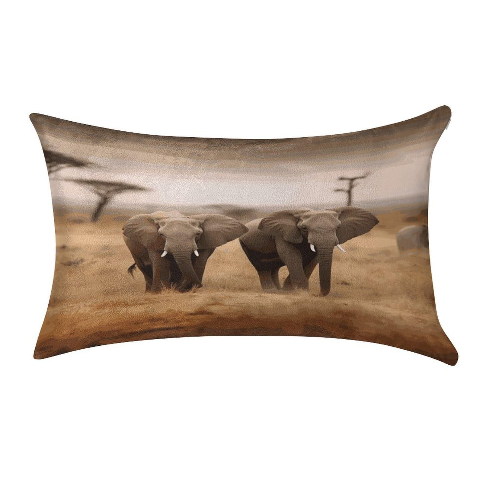 LDGSUPH Wild Animals Elephants Velvet Throw Pillow Covers Cozy Pillow Shams Pillowcases Detachable Pillow Cases Soft Cushion Cover with Zipper for Sofa Car Bed Pillow Protectors 12 "×20 "