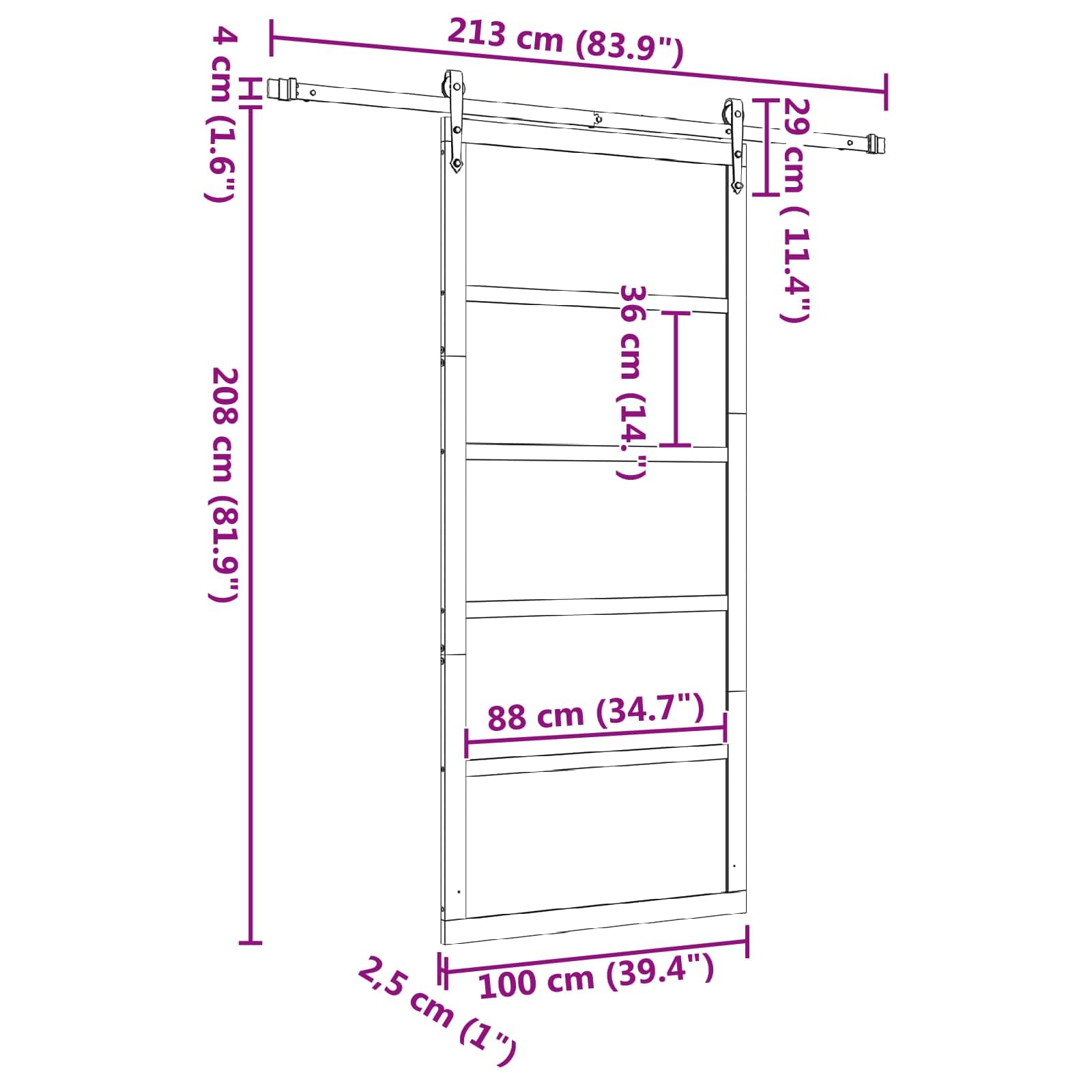 vidaXL Puerta Corredera Natural 100 x 208 cm Madera de Pino Maciza, Sala, Puerta corredera Moderna, Separador de Madera, riel Ajustable, Entrada de Pino ahorrando Espacio