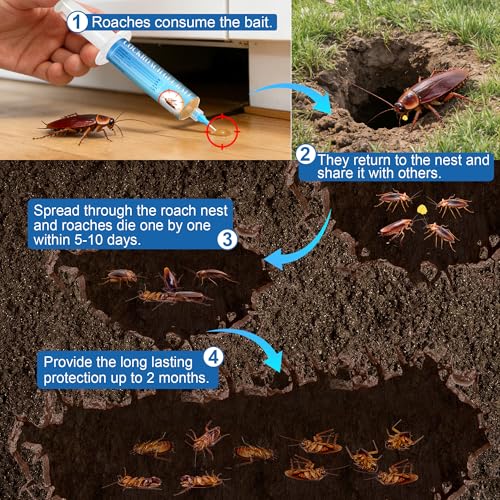 Image of 6 Pack Large Roach Gel Bait, Roach Killer Indoor Infestation | Cockroach Bait for Home Kitchen Indoor, Perfect for Hard-to-Reach Areas, Pet Safe, 30g Each