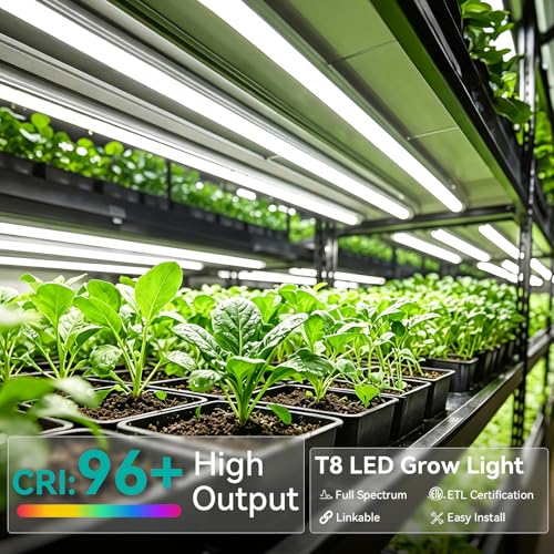 JESLED Plant Grow Lights, 4FT 5000K Full Spectrum Daylight White, 96W(2 X 48W,600W Equivalent), Linkable Grow Light Strips for Indoor Plants, Seed Starting, Greenhouse, Growing Shelf, 2-Pack by JESLED - Image 3