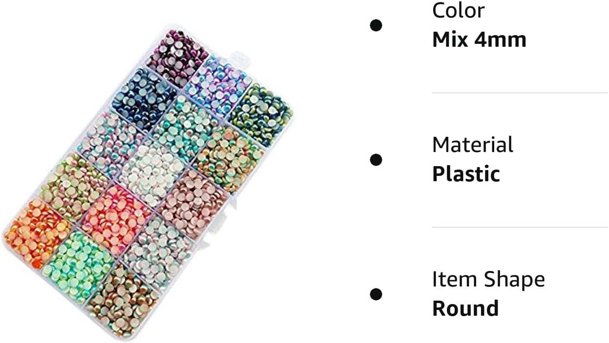 Chenkou Craft 10000pcs Assorted 15 Colors Gradient Color Half Flatback Imitation Pearl Bead 4mm Flat Back Gem Scrapbook Craft DIY Beads + Plastic Box - Image 4