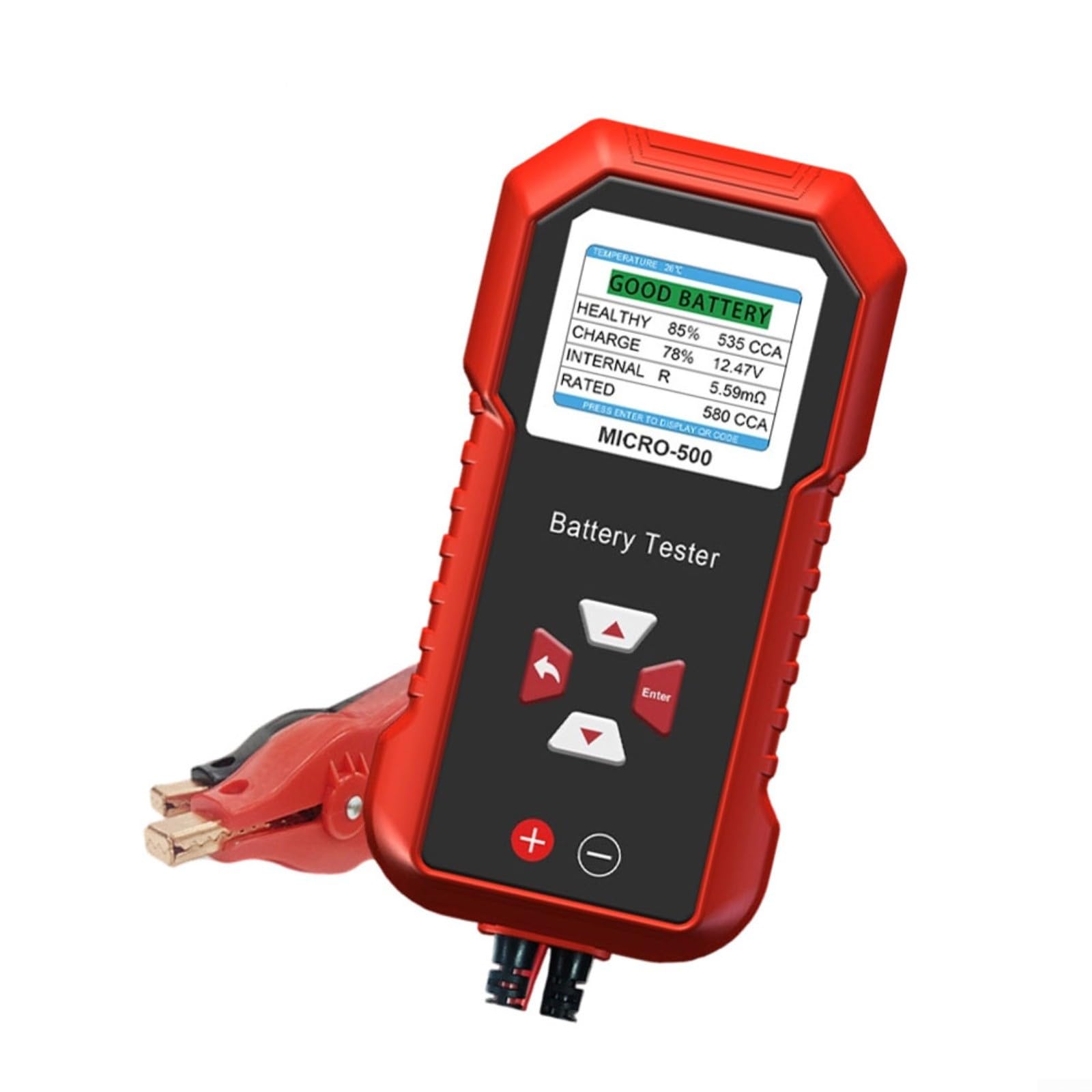 MICRO-500 - Comprobador de batería para coche y moto, 12 V, dispositivo de diagnóstico 3 en 1 para arranque/alternador