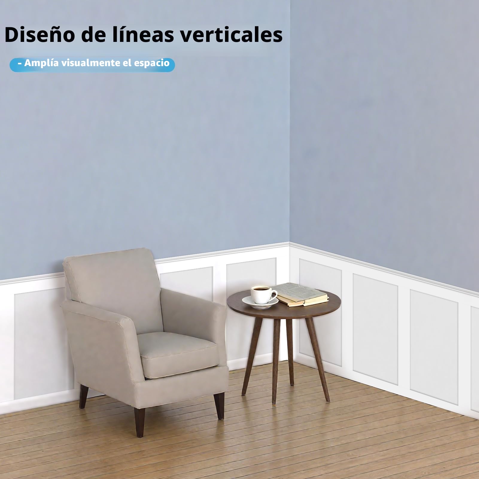 Art3d Kit de paneles terminados Board & Batten para revestimiento de pared (210 x 113 cm) de MDF para pintar, ideal para cocina, dormitorio y sala de estar – Incluye listones de borde