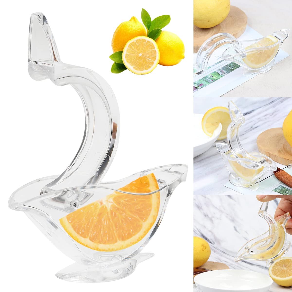 Lemon Squeezer, Hand Juicer, Bird Lemon Squeezer, Manual Squeezer For Lime Lemon Fruit, Elegance Bird Shape Acrylic Manual Lemon Slice Squeezer, Press Lemon Squeezer Fruit Juicer, Transparent