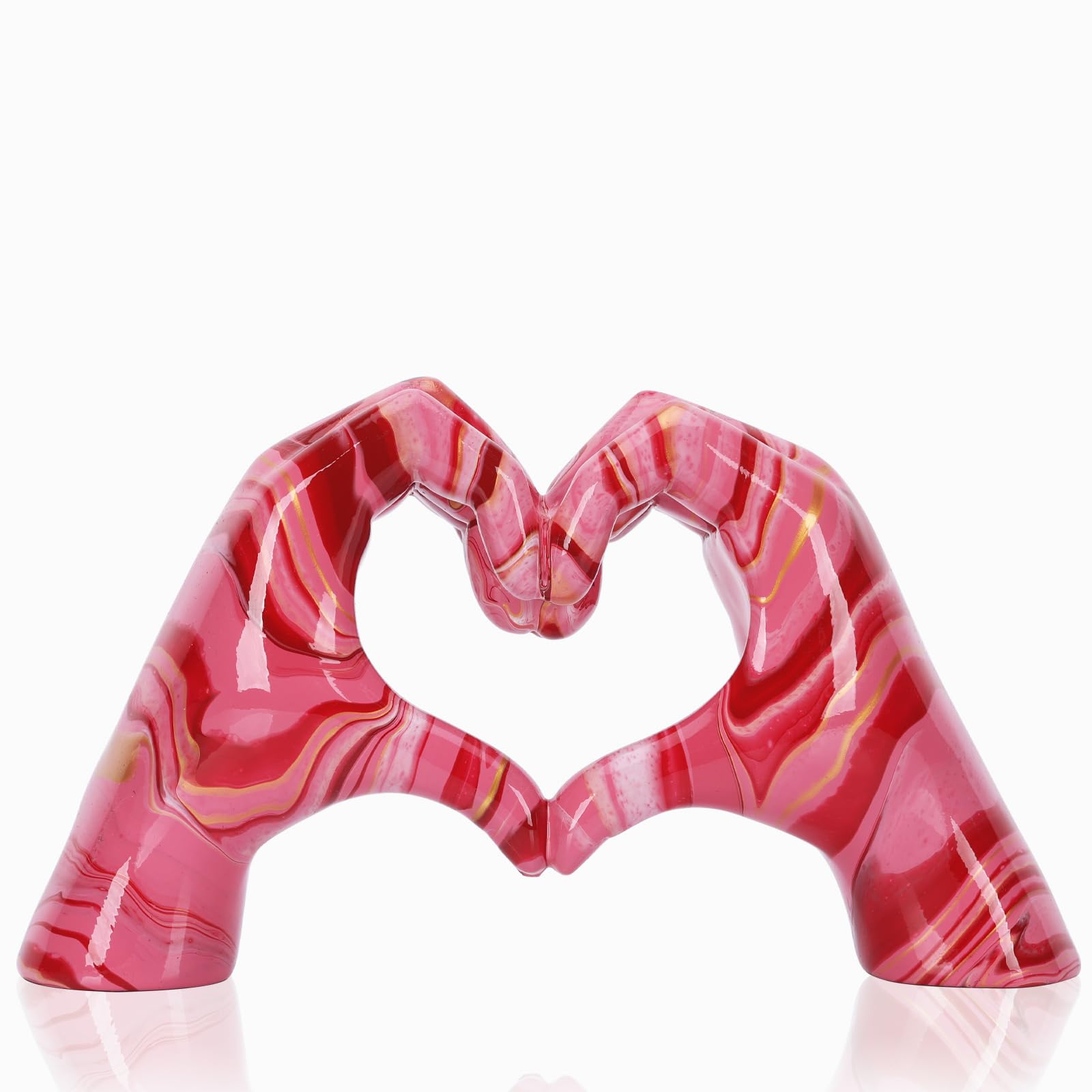 DOVDOV Pink Gesture Decoration, Modern Love Finger Statue, Modern Colourful Art Sculpture Personalised Finger Home Decoration, Creative Wedding Home Table Decoration