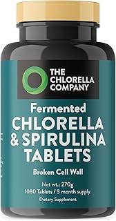 Fermented Chlorella & Spirulina Tablets, 1350 Tablets (3 Month Supply) Broken Cell Wall for Nutrient Absorption, Vegan Superfood for Detox & Energy, Algae Supplement, Non-GMO