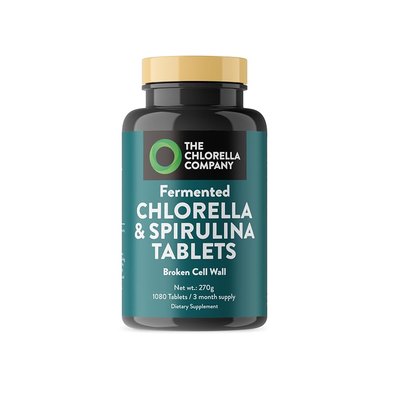 The Chlorella Company Chlorella Fermentada e Spirulina Orgânica em Comprimidos, 1080 comprimidos