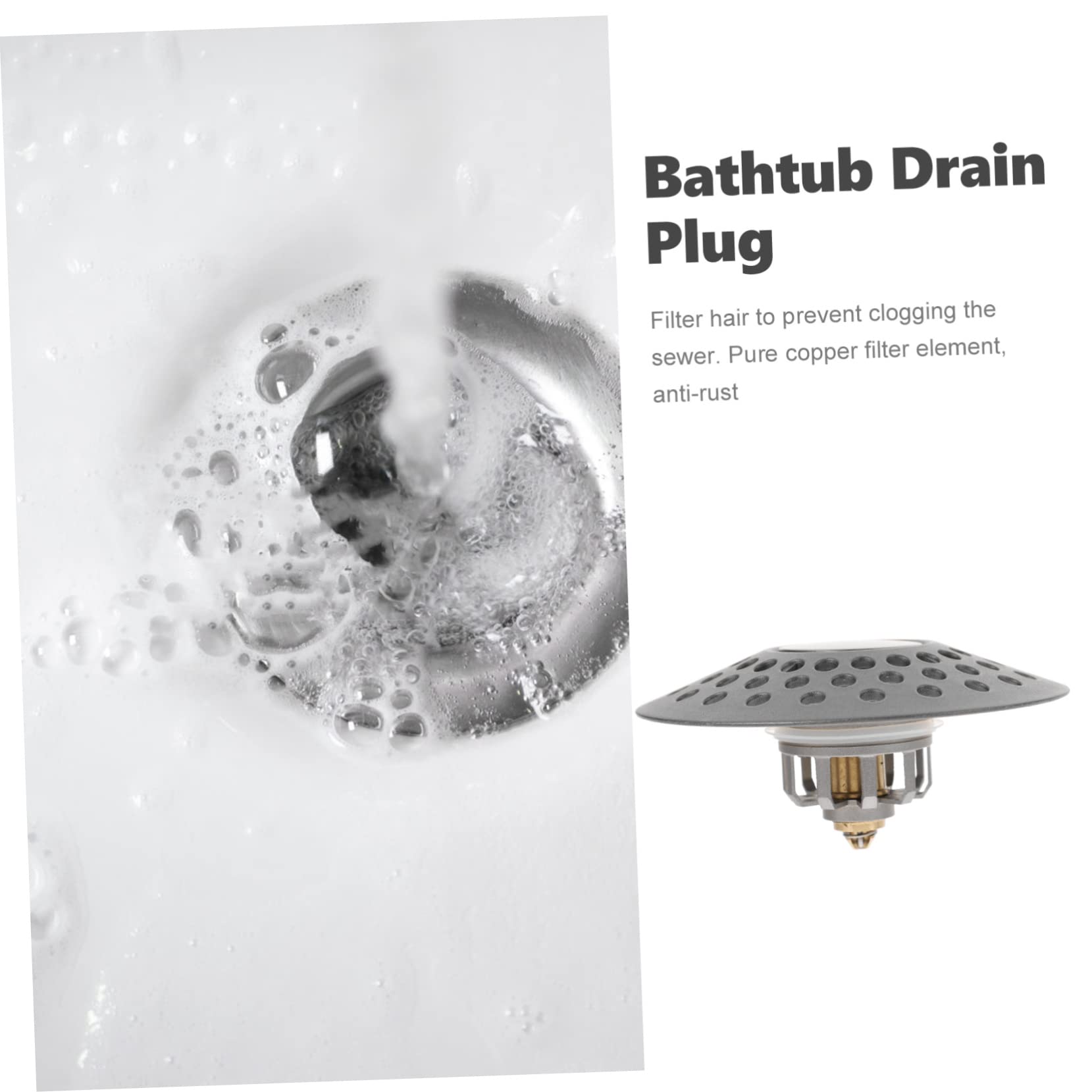 Tapón de Drenaje para Bañera Negro de Cobre, 1,3-1,6 Pulgadas