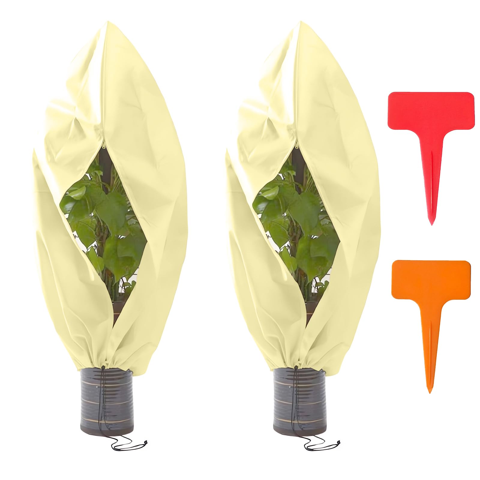 ZYNERY 2 Pack Horticultural Fleece Plant Frost Protection Frost Protection Bags – 120x180cm, Thicker 60gsm Heavy Duty Garden Fleece with Zipper, Winter Frost Protection Covers for Outdoor Plants