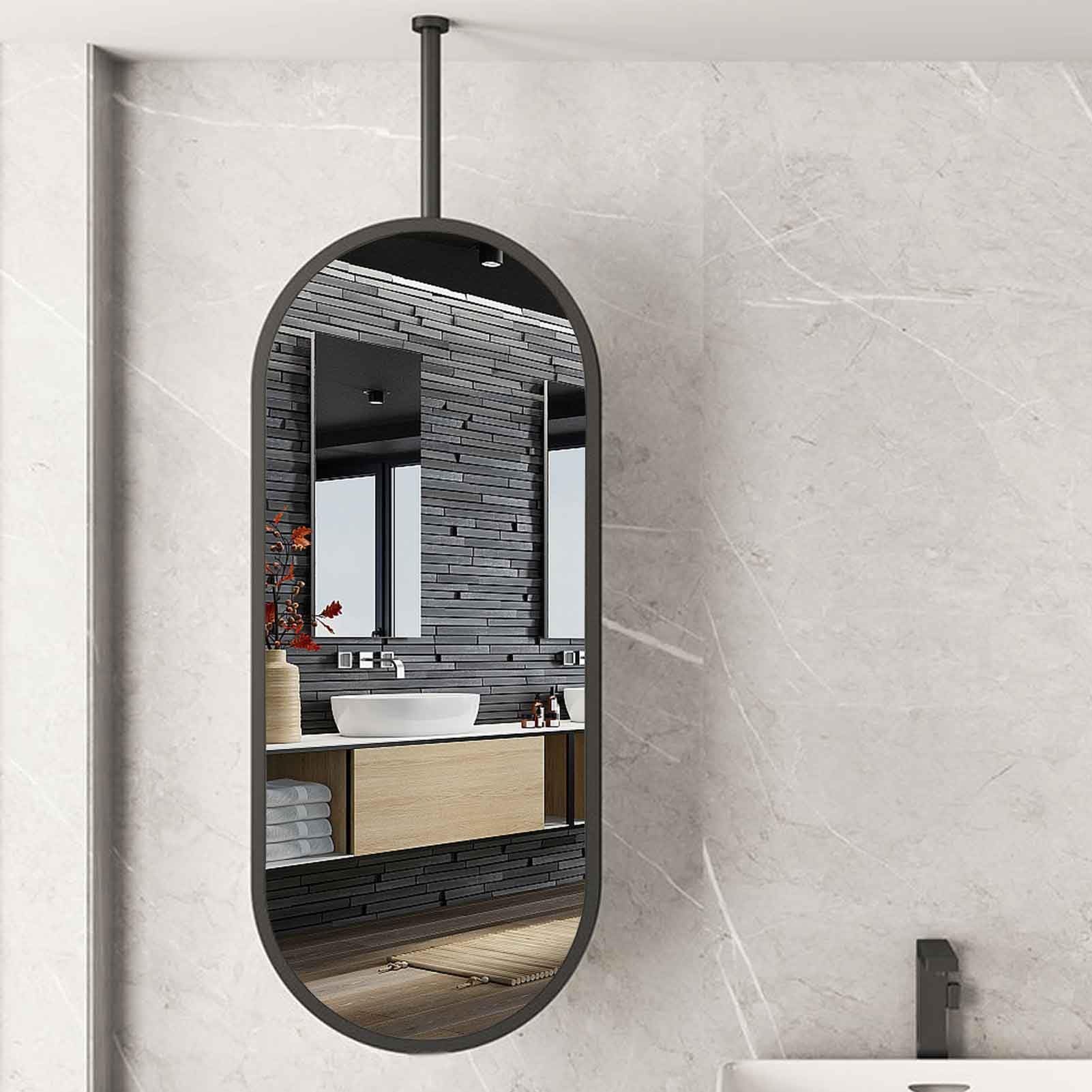 Miroir ovale suspendu au plafond miroir maquillage noir 40x60