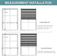 Vista 7 de MYshade Persianas enrollables tipo cebra para ventanas, sin cordón, para filtrar la luz diurna y nocturna, persianas enrollables de doble capa 36 x