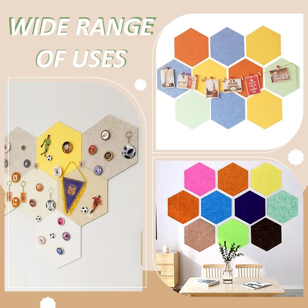 arricraft 6 Pcs Hexagon Cork Board Tiles Self Adhesive, Cork Boards with 80 Pcs Plastic Push Pins Decorative Bulletin Board for Wall Office Home Kitchen 20x17.4x1.1cm(7.9x6.9x0.4inch)
