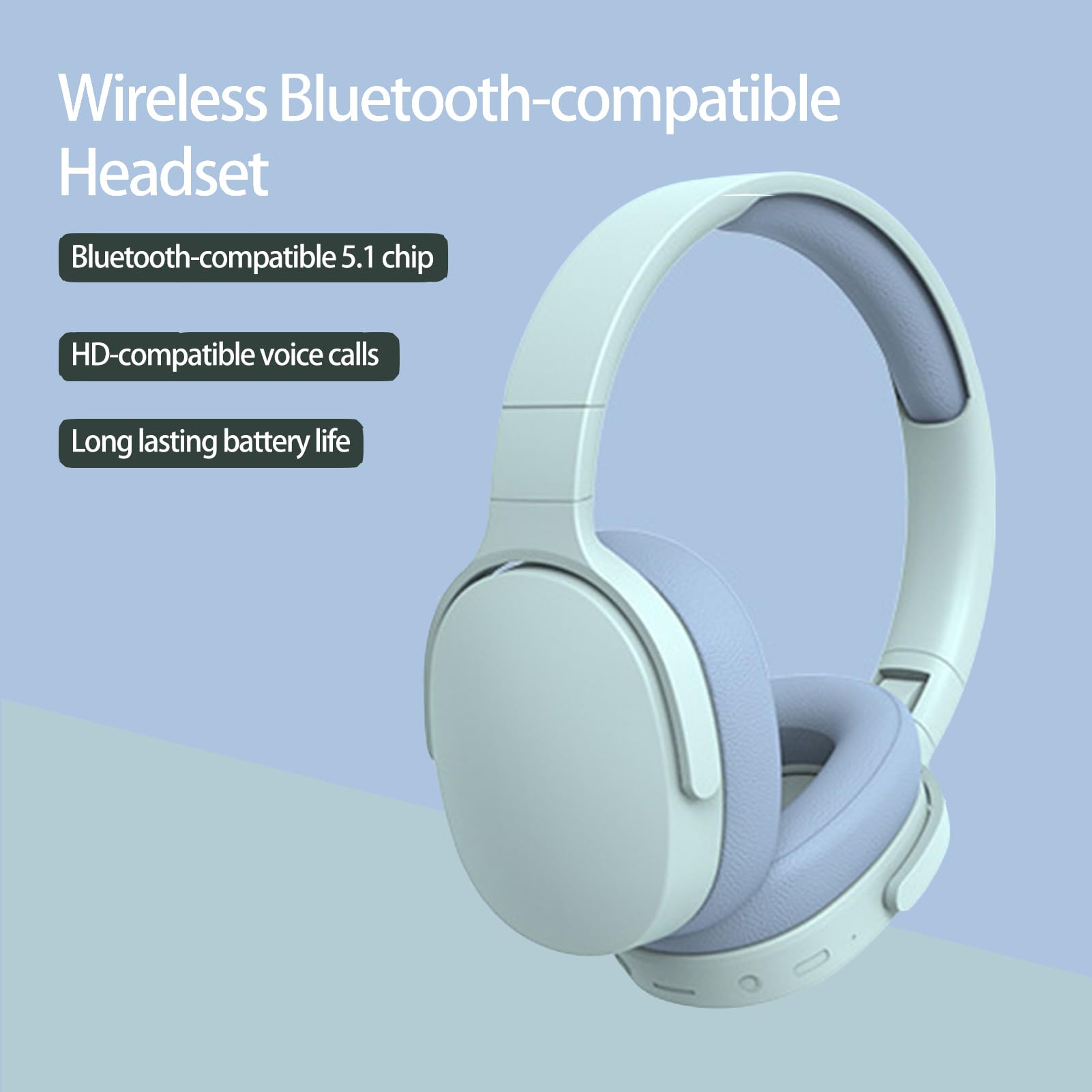 Fiauli Over Ear Headphones Wireless Bluetooth,HiFi Foldable Intelligent Noise Cancelling Adjustable Wireless Headset,Bluetooth 5.1 Stereo Clear Call Quality,iOS & Android for Sports Travel Blue - Image 2