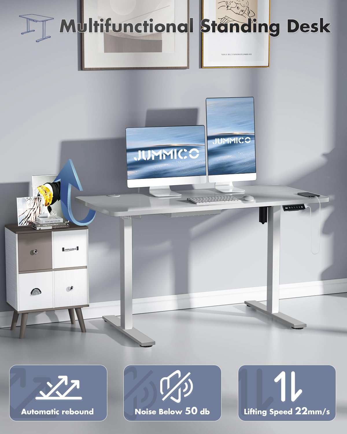 GreenForest Computer Bureau met Monitor Stand, 100cm Home Office met omkeerbare opbergplanken Laptop Gaming Desk voor kleine kantoren en werkplekken,Bruin