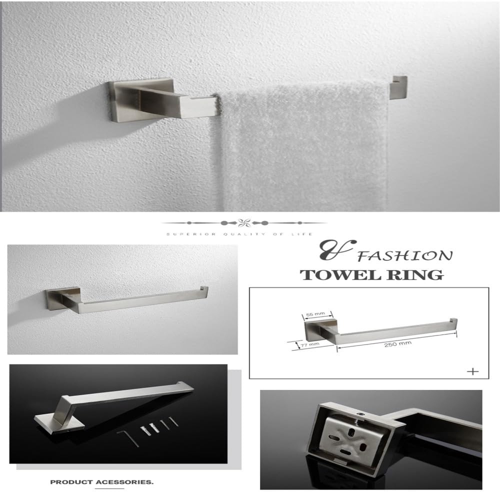 Badzubehör-Set Mattschwarz, 10-teilig – Handtuchstangen, Ringe, Haken & Toilettenpapierhalter Aus SUS304 Edelstahl