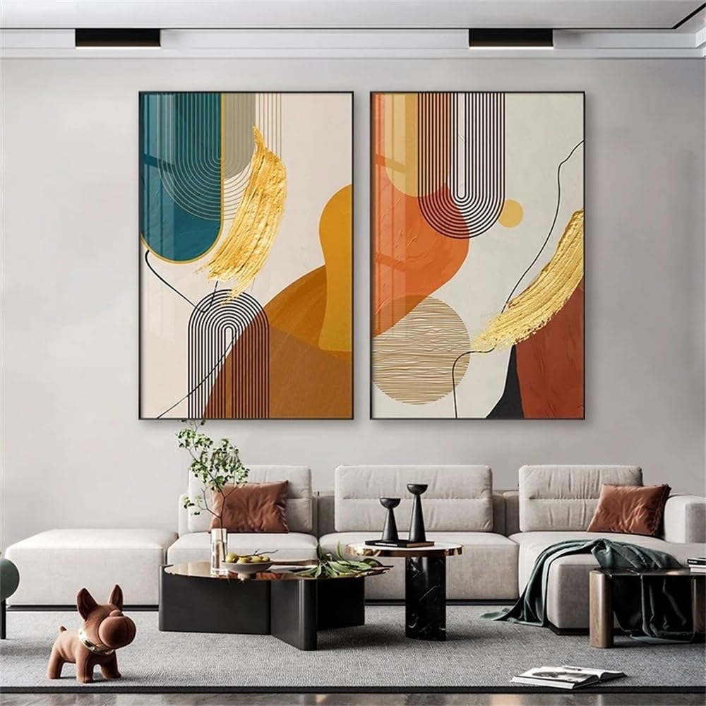 WUHBCZ Art Decor,Modern Nordic Geometric Canvas Painting Print Abstract Wall Art Picture for Living Room Home Wall Art Bedroom Posters Decor Artwork-40 * 50cm*2PCS (No Frame)