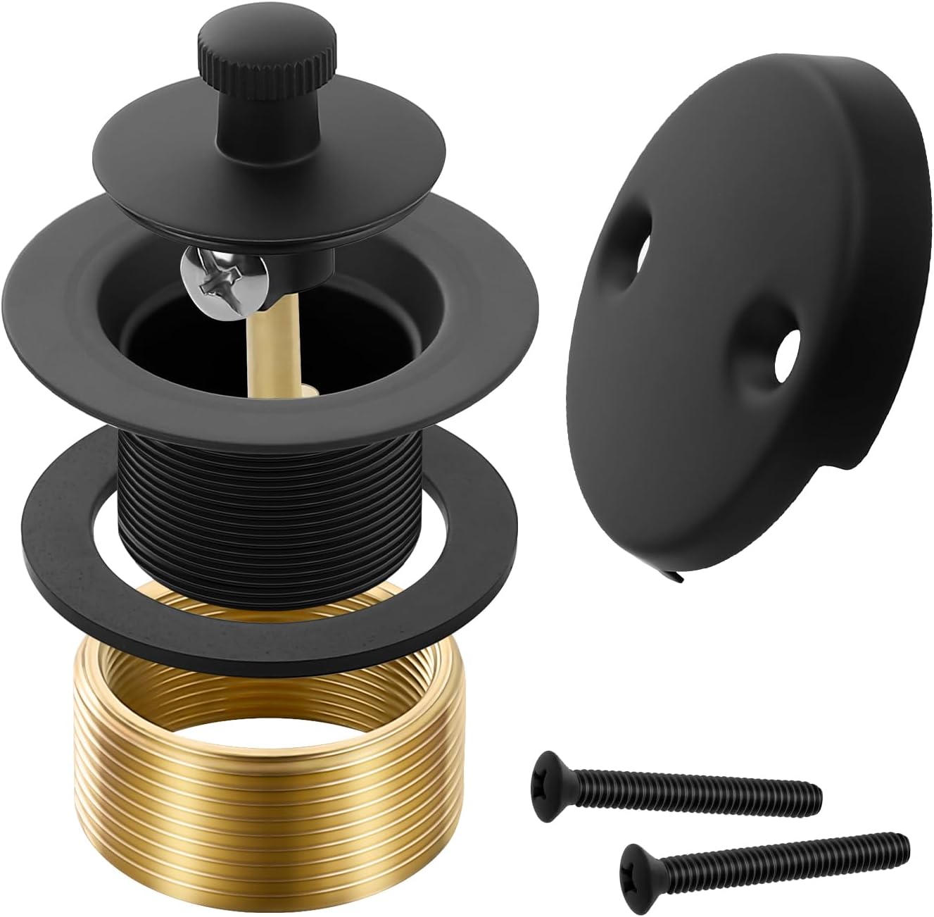 Amazon.com: Matte Black Bathtub Drain Lift and Turn Twist Tub Trim Set ...