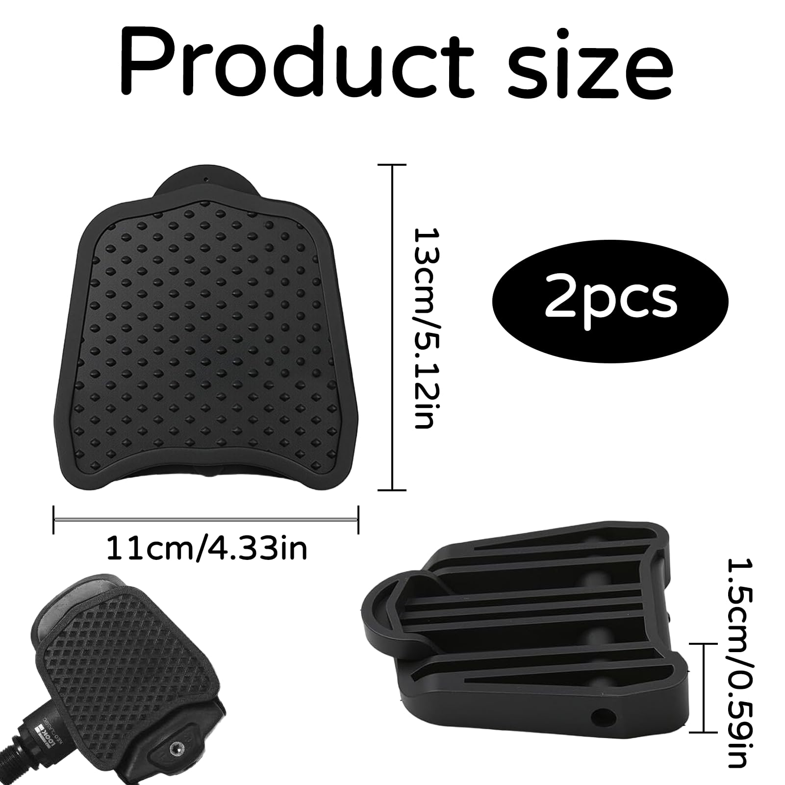 2 Plaques Adaptatrices PP Pour Pédales Automatiques Look Keo – Convertisseur Sans Cales En Pédales Plates, Noir, Installation Rapide