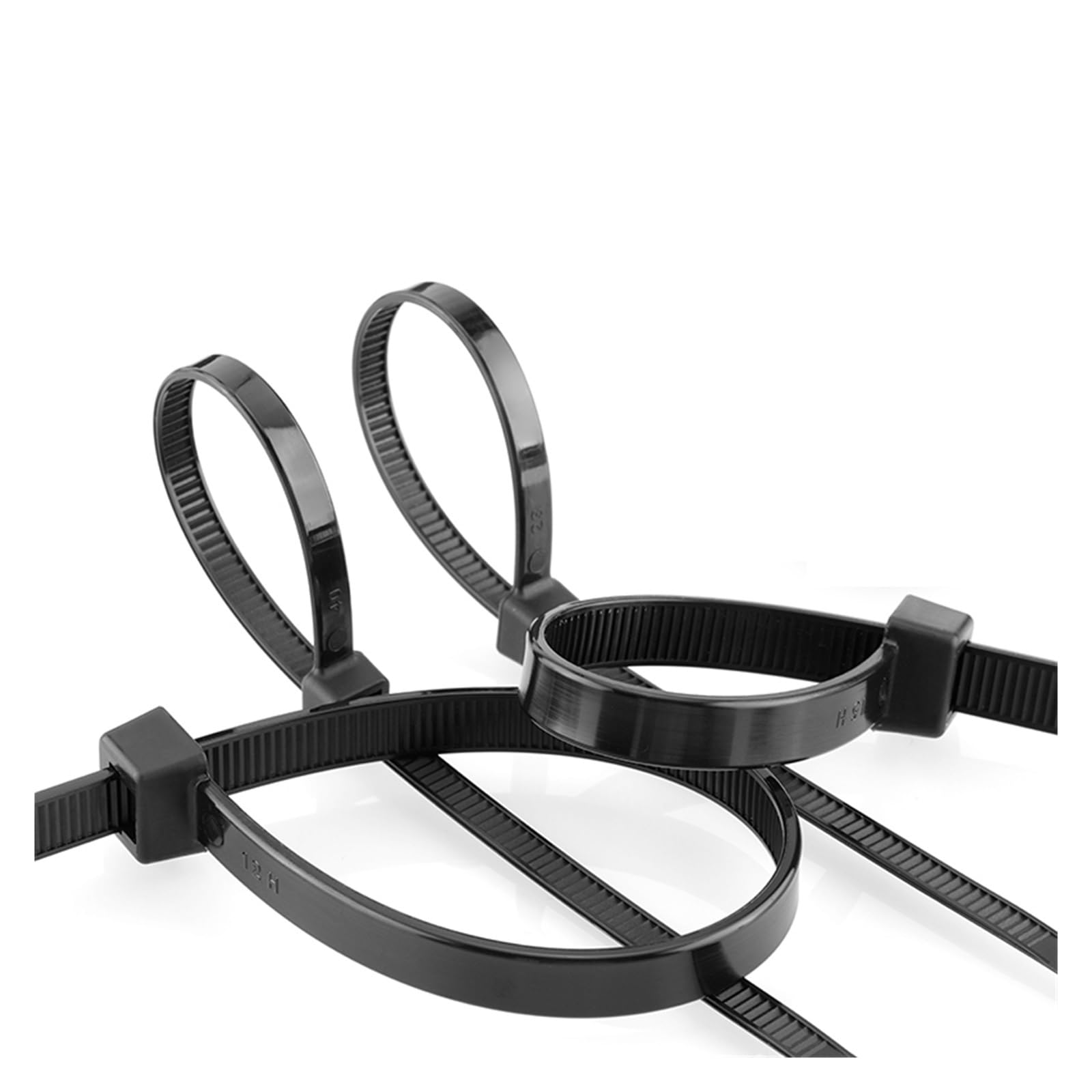 Selbstsichernde Nylon-Kunststoff-Kabelbinder, 10 Stück, Schwarz, Weiß, 12x300, 12x500, 12x750 Clips, 12x600, Industriekabelbinder (Color : Black, Size : 12mmx750)