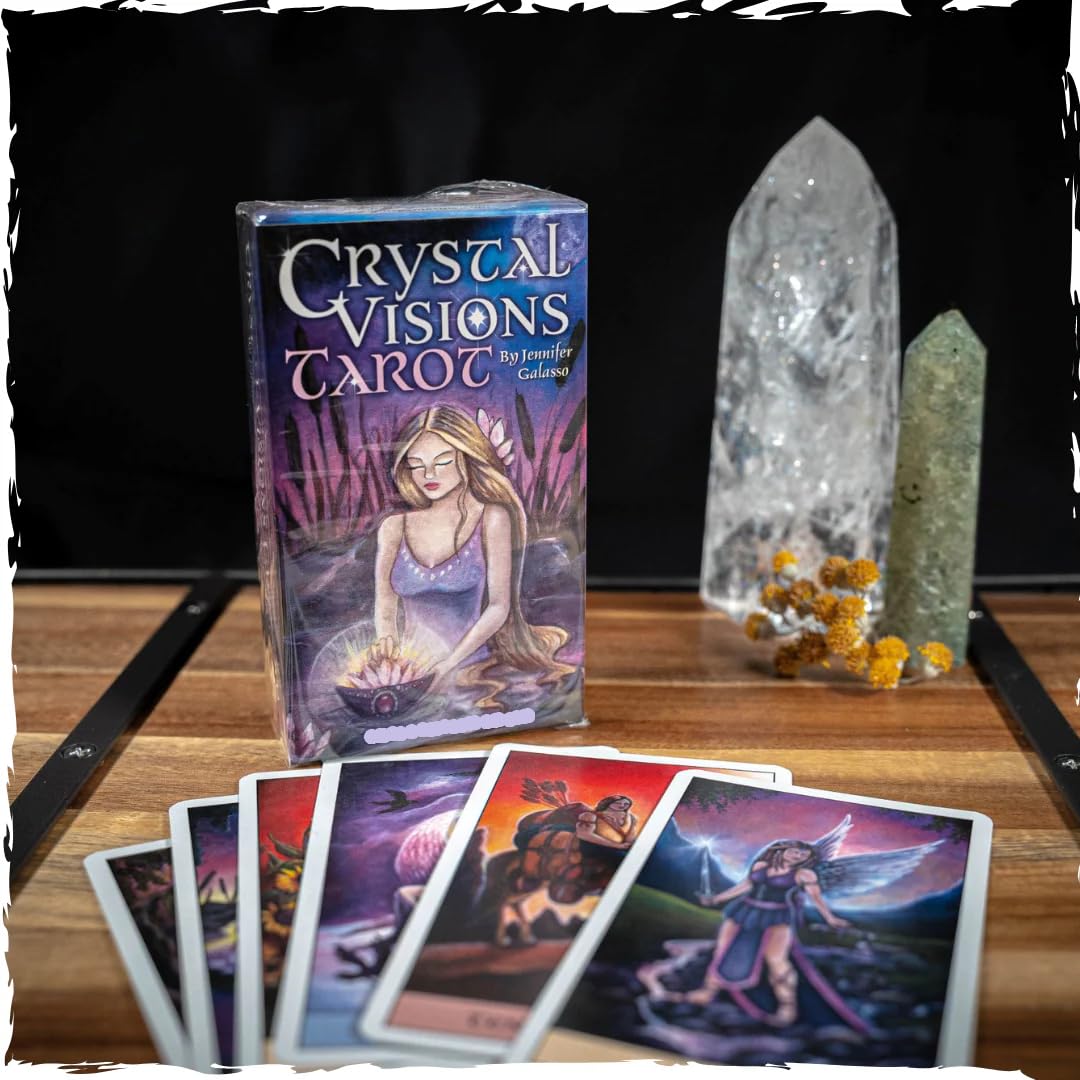 AYME Tarot Card Game 78 Pieces Crystal Visions Tarot Cards Decks For Beginners, Classic Traditional Standard Tarot Deck Fortune Telling Game Divination Tools For Adults (Style 5)