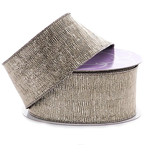 2 1/2" X 10 Yards Pewter Patrician Metallic Wired Ribbon