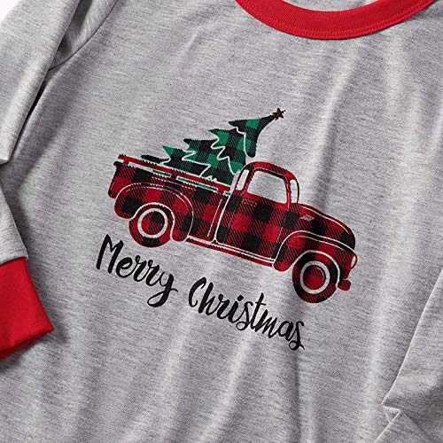 Iffei Matching Family Pajamas Sets Christmas Pj's Sleepwear Truck Print Top With Plaid Bottom Women: M #TOP3