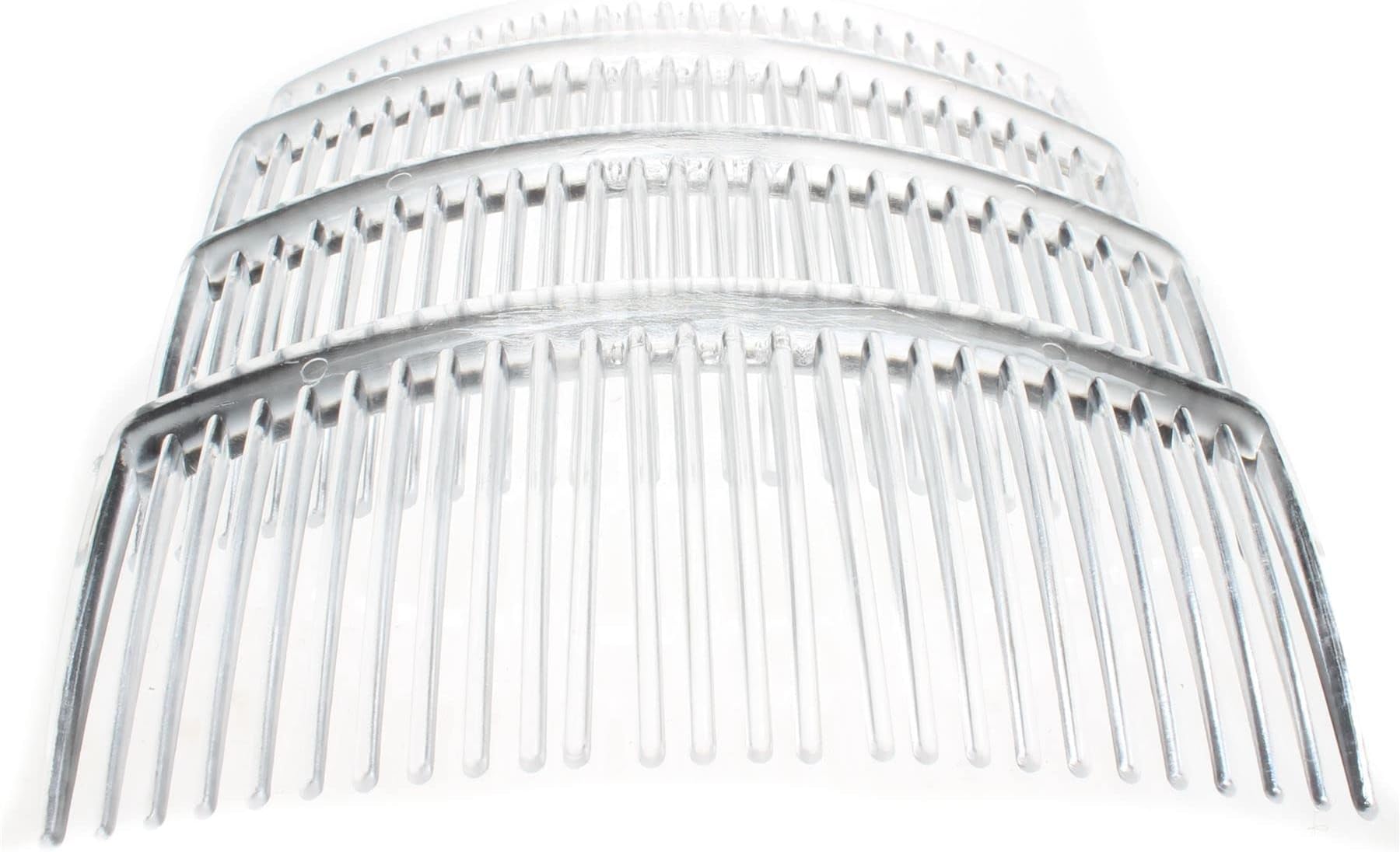 4 Pack of Clear Large 9cm Plain French Side Hair Combs Slides Grips Clips Hair Accessories for Women Girls by Glitz4Girlz