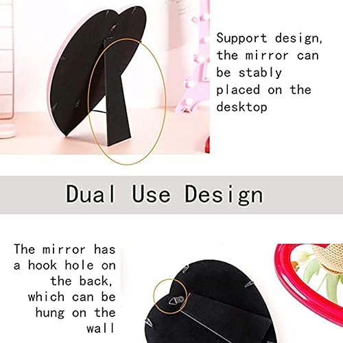 Miniatura 5 de Espejo de escritorio, espejo de pared con agujero para colgar, 7.48 x 6.69 pulgadas, espejo rosa oscuro, espejo de tocador de mesa para decoración