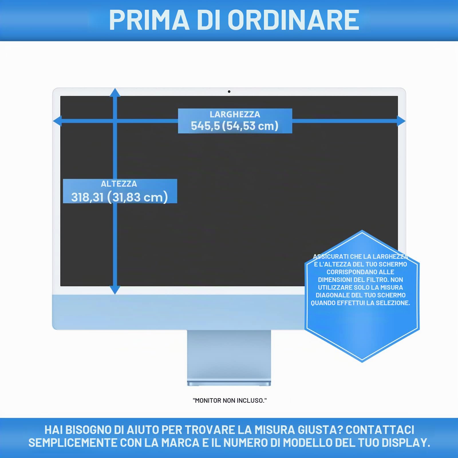 ZOEGAA Filtro privacy rimovibile per iMac da 24 pollici (2021-2024, chip M1, M3, M4), schermo privacy del monitor del computer per iMac 24" e filtro anti-spia anti riflesso luce blu