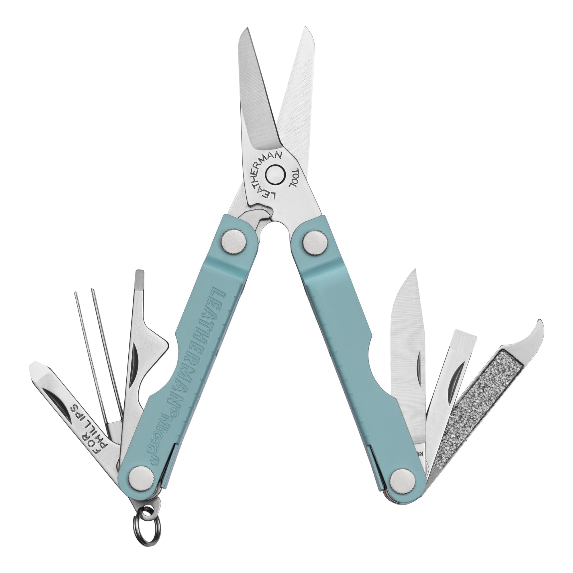 LEATHERMAN, Micra, Keychain Multi-tool with Grooming Tools, Mini Pocketknife for Everyday Carry (EDC), Hobbies & Outdoors, Built in the USA, Arctic Blue