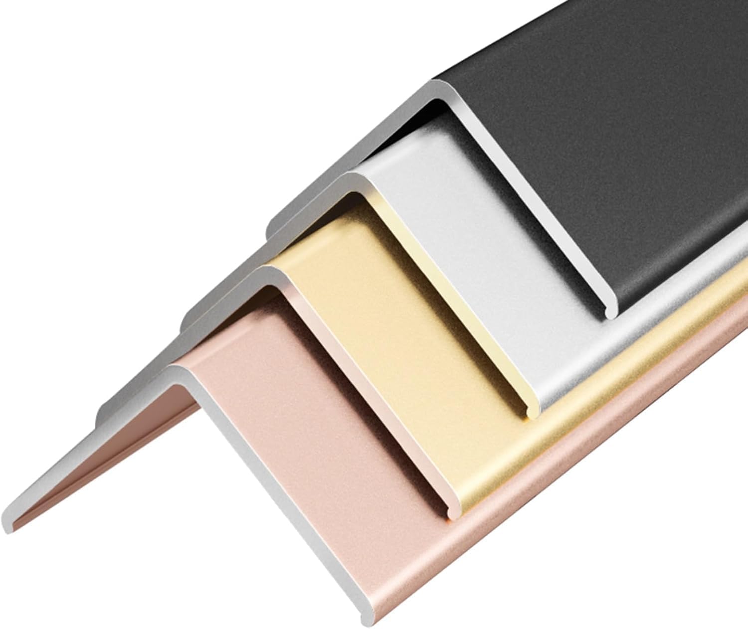 Metal Transition Strip Right Angle, Wood Tile Marble Floor Edging Trim Strip, TV Wall/Door Frame Edge Protective Cover Decoration Bar(Rose Gold,10mm (0.4in) Wide)