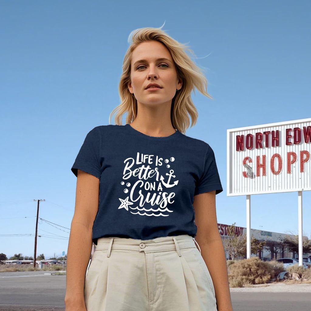 Cruise Shirts for Women Trip T-Shirts Summer Vacation Squad Tee Tops - Image 2