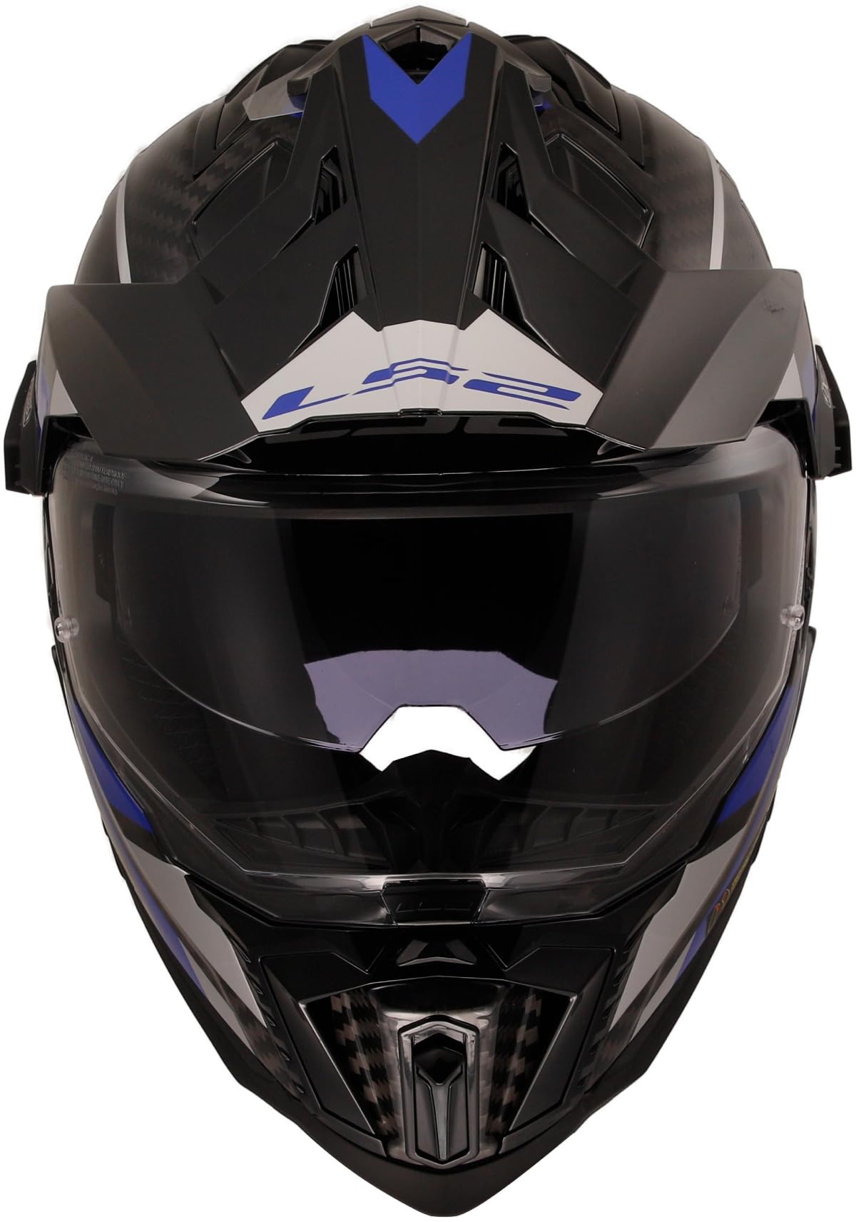 LS2 Casco Explorer C Adventure MX701 nero/blu | visiera trasparente | chiusura doppia D | carbonio | adatto per motorini / ciclomotori / moto