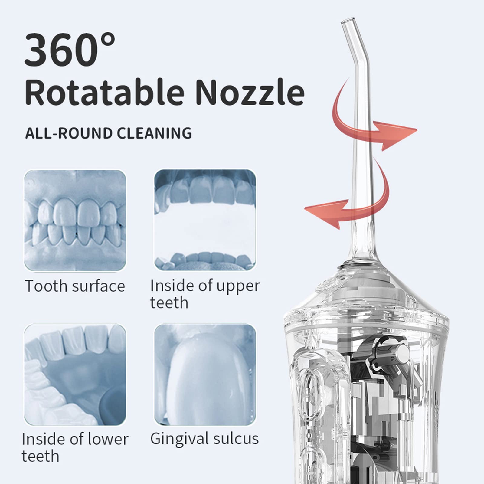 Nettoyeur de dents à jet ponctuel instrument de soins bucco-dentaires à cinq modes rinçage à l'eau fil dentaire 220 ml