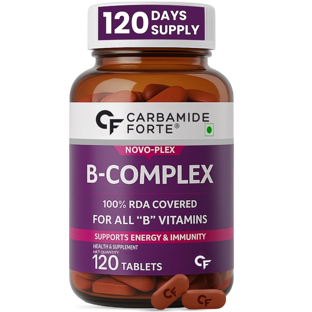 Carbamide Forte Vitamin B-Complex Tablets - 100% RDA for B Vitamins with B1, B2, B3, B5, B6, B9 & Vitamin B12 | Vitamin B Complex Supplements for Women & Men - 120 Vegetarian Tablets-image-14