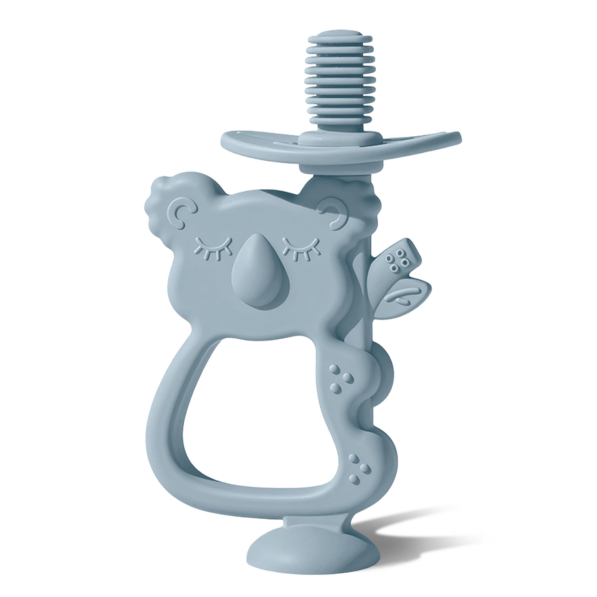 Moonkie Teething Toy, Safe & Easy to Hold BPA Free Silicone Teethers, 360° Baby Toothbrush with Suction Base, Teether Toys Best for Babies 6-12 Months