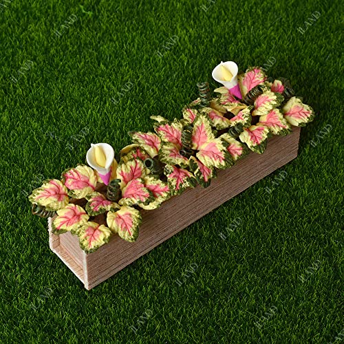 Iland Dollhouse Plants, Dollhouse Accessories On 1/12 Scale Incl Miniature Plants Of 2Pcs Caladium #TOP2