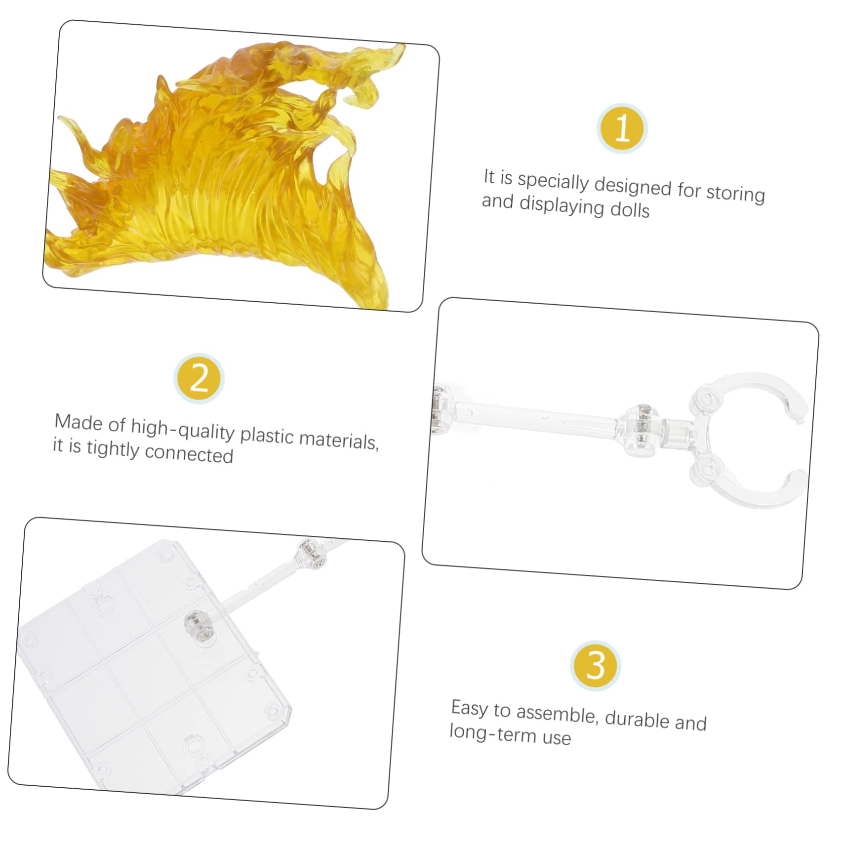 4 Supports Transparents Pour Figurines GARVALON - Présentoir Stable Pour Poupées, Modèles D'Action Et Collection - Léger Et Pratique - 4
