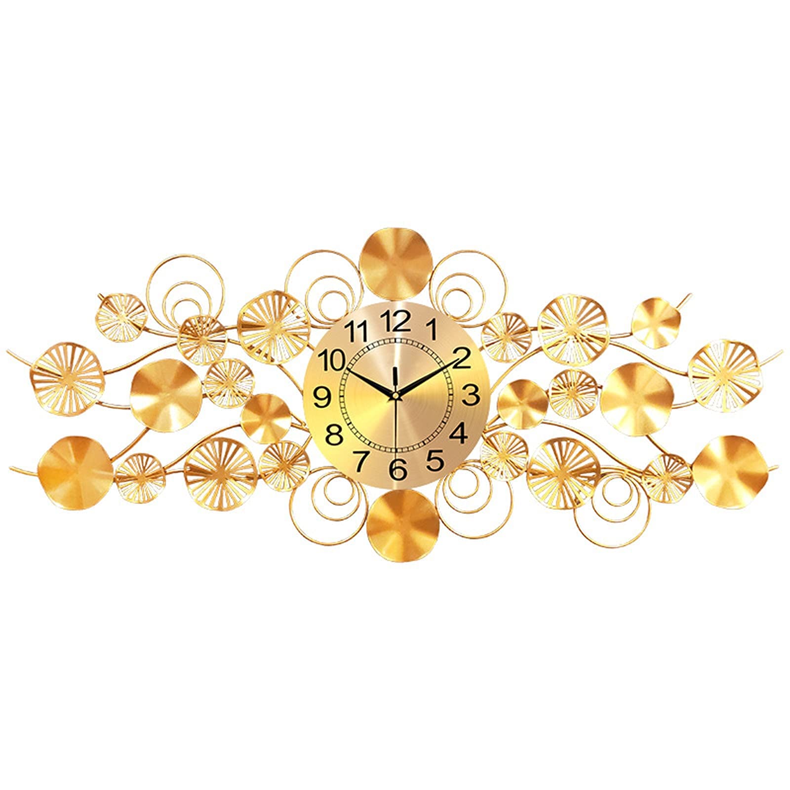 SaryEdge Wall Clocks Modern Metal Wall Clock Art 3D Wall Clock for Living Room Home Decoration Mute Creative Gifts,Gold,Gold,Gold