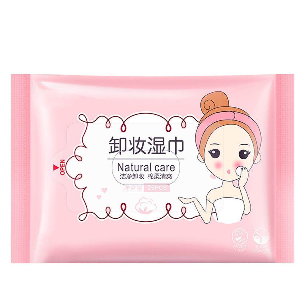 HOT1950s Refreshing Deep Cleansing Wipes Daily Essentials Makeup Remover Wipes, Dry Skin Make Up Remover Gentle Skin Cleaner Plush Combed Cotton For Face, Eyes & Lips- 25 Wipes