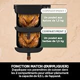 NINJA Double Stack XL Air Fryer 2 Compartiments Verticale, Compact, 4 Niveaux de Cuisson, Capacité de 9,5L, Air Fryer 6-en 1, Pièces Antiadhésives Amovibles Lavables Au Lave-Vaisselle, Noir/Cuivre - 9