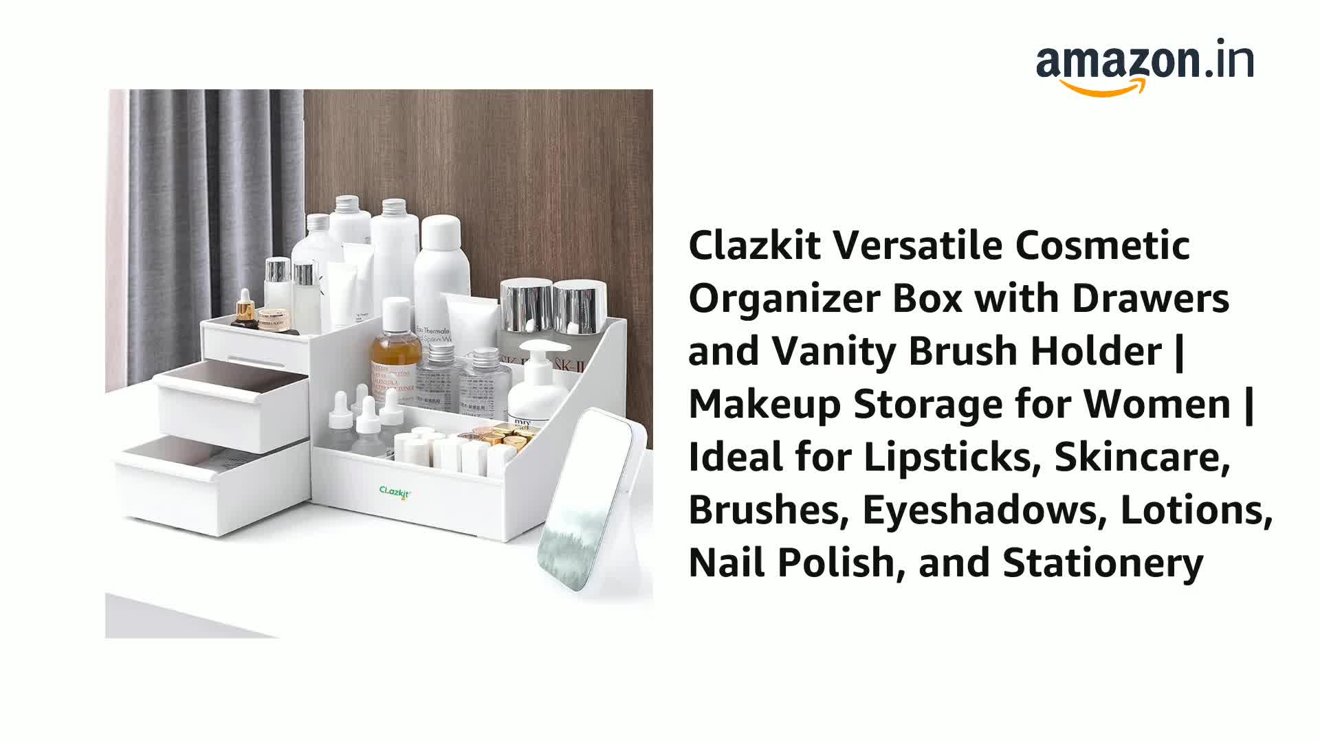 Clazkit Plastic Versatile Cosmetic Organizer Box With Drawers And